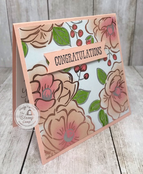 This is part of the 2nd Release for Sale-a-bration Freebies for 2020. Love this foiled paper. Details on my blog here: https://wp.me/p59VWq-aSf . #stampinup #saleabration #thestampcamp #floweringfoils
