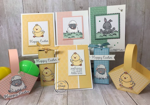 This whole grouping is all about the Welcome Easter stamp set from Stampin' Up! You can find all the details on my blog here: https://wp.me/p59VWq-aRs #stampinup #welcomeeaster #thestampcamp #easter