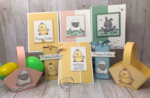 This whole grouping is all about the Welcome Easter stamp set from Stampin' Up! You can find all the details on my blog here: https://wp.me/p59VWq-aRs #stampinup #welcomeeaster #thestampcamp #easter