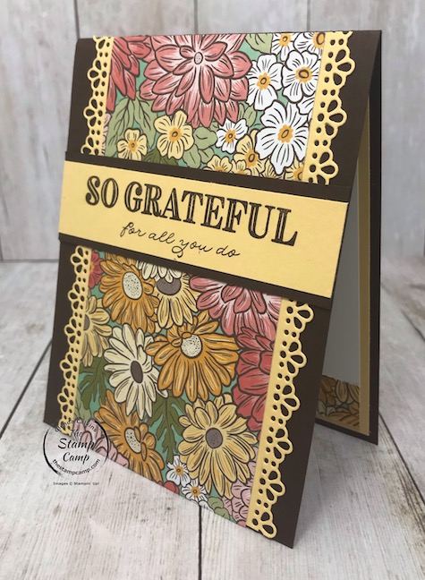 The Ornate Garden Specialty Designer Series Paper creates the perfect card/gift card holder for Mother's Day. Details are on my blog here: https://wp.me/p59VWq-aWG . #stampinup #mothersday #thestampcamp #giftcardholder
