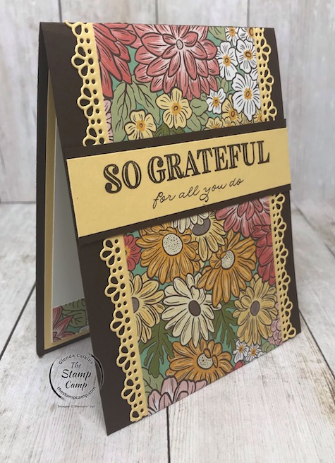 The Ornate Garden Specialty Designer Series Paper creates the perfect card/gift card holder for Mother's Day. Details are on my blog here: https://wp.me/p59VWq-aWG . #stampinup #mothersday #thestampcamp #giftcardholder