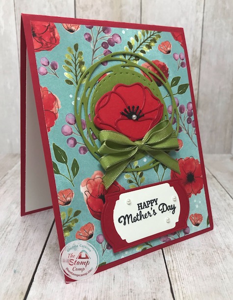 Peaceful Moments Bundle Mother's Day Card; part of a mystery card challenge I was in. Details can be found on my blog here: https://wp.me/p59VWq-aVV #stampinup #mysterycard #thestampcamp #Poppymomentsdies