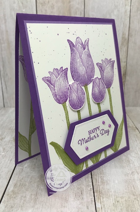 The timeless tulips is the perfect stamp set to do the two tone stamping technique. Details are on my blog here: https://wp.me/p59VWq-aXo . #stampinup #technique #thestampcamp #tulips