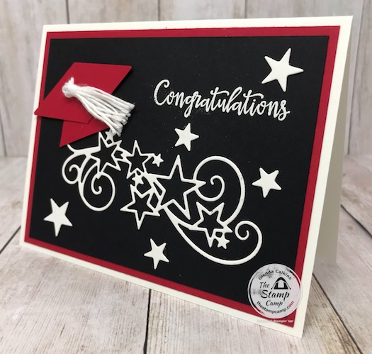 Are you in need of a graduation card? Don't know where to begin and don't have much in supplies? Do you have the Tailored Tag Punch? If so you can create a graduation hat so easy. Visit my blog here for details: https://wp.me/p59VWq-aZp. #stampinup #graduation #tailoredtag #thestampcamp