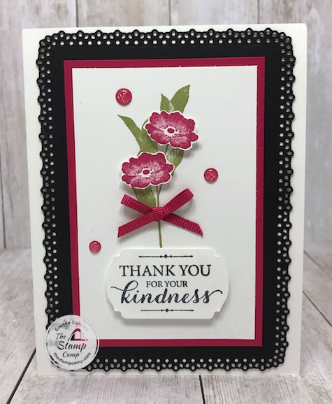 The layered with kindness stamp set from Stampin' Up! is on the retired list which ends on June 2nd. Details for this card and supplies is on my blog here: https://wp.me/p59VWq-bfB. #stampinup #thestampcamp #glendasblog #layeredwithkindness
