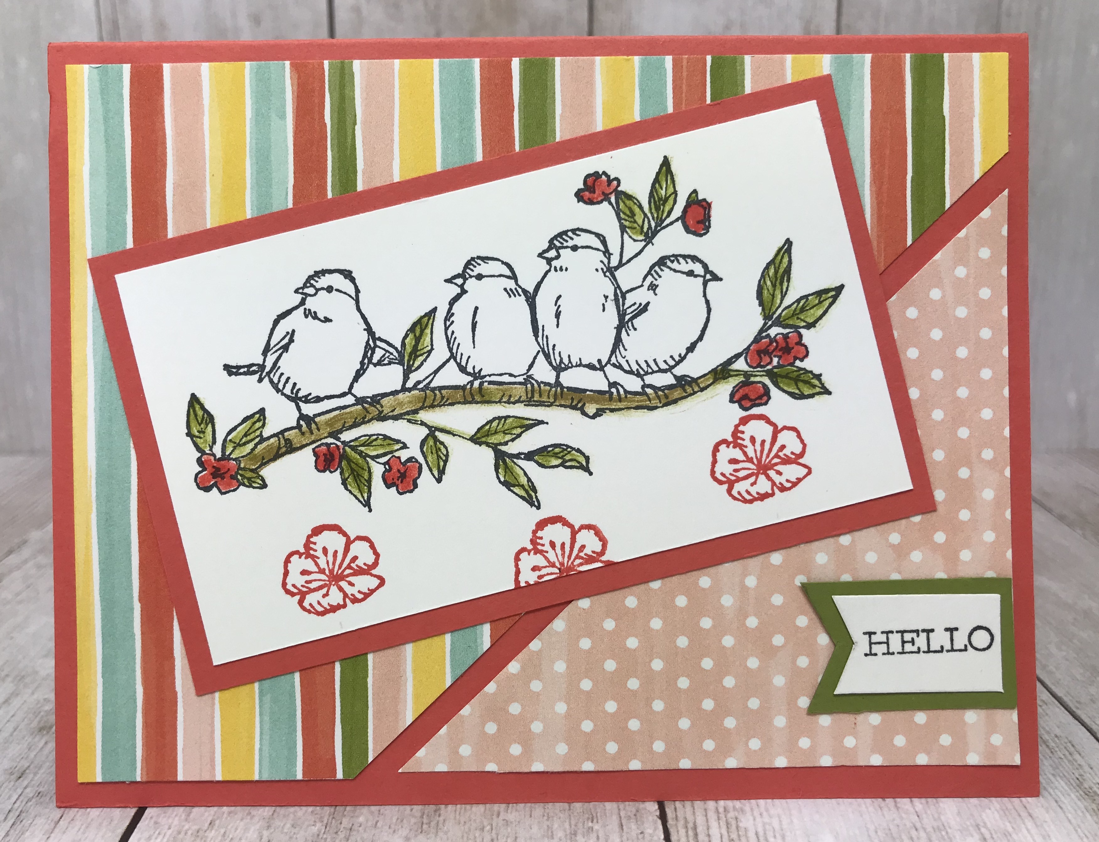This is a team stamp camp card done by Pat Miedema. My challenge for April was Simple Stamping. Details are on my blog here: https://wp.me/p59VWq-aYX #stampinup #thestampcamp #simplestamping