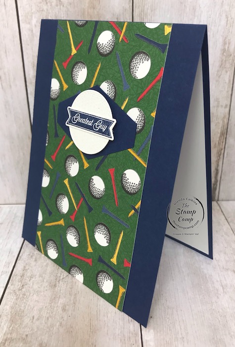 The Clubhouse stamp set and coordinating Country Club Designer Series Paper are perfect for cards for birthday's or Father's Day. Details can be found on my blog here: https://wp.me/p59VWq-aXH . #stampinup #thestampcamp #golf #giftcardholder