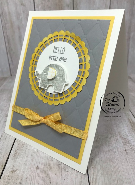 The little Elephant stamp set and coordinating elephant punch create the perfect baby card, shower invitation, children's birthday cards etc. Details are on my blog here: https://wp.me/p59VWq-aYg. #stampinup #elephant #thestampcamp #babycard
