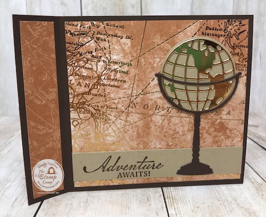 The Beautiful World Bundle is part of my featured Stamp Set for June. It is a great bundle of products for masculine cards like graduation, retirement, birthday etc. You will find all the details on today's faux book binding card on my blog here: https://wp.me/p59VWq-bgy. #stampinup #thestampcamp #masculine #world #technique