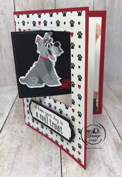 This adorable doggie is part of the Playful Pets Suite of products from Stampin' Up! I created this card for my little granddaughter Sophia who is a total dog lover. The Playful Pets Designer Series Paper can easily be cut with the coordinating Pampered Pets Dies. Details are on my blog here: https://wp.me/p59VWq-bhm. #stampinup #thestampcamp #pamperedpets #funfold