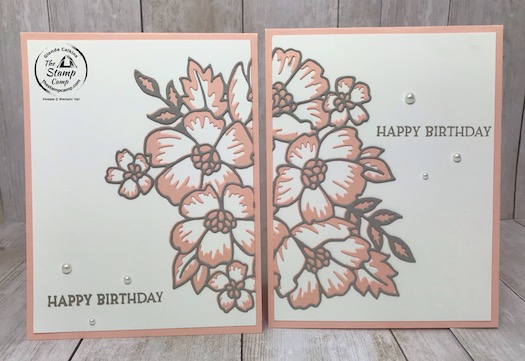 This is the Split Die Technique using the Blossoms in Bloom Bundle from Stampin' Up! This bundle is so versatile and there are so many techniques you can do with this bundle you will wonder why you haven't tried them yet. Details on this technique and the bundle are on my blog here: https://wp.me/p59VWq-blg #stampinup #blossomsinbloom #thestampcamp #techniques