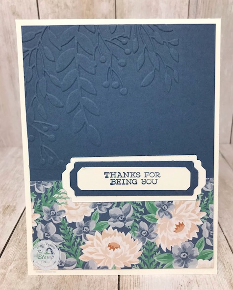 The beautiful designer series paper on this card is part of the Flowers for Every Season paper pack from Stampin' Up! The prints in this pack are gorgeous and all the papers coordinate with the New In Colors Bumblebee, Cinnamon Cider, Just Jade, Magenta Madness, Misty Moonlight, Poppy Parade and Whisper White. Details for this card is on my blog here: https://wp.me/p59VWq-bkJ. #stampinup #thestampcamp #flowers #designerpaper
