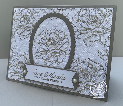 Have you ever created your own designer series paper? Have you ever thought about spotlighting your designer series paper that you created? Well that is what I did with my featured stamp set for July 2020 The Prized Peony stamp set/bundle. Details on this technique can be found on my blog here: https://wp.me/p59VWq-bmr. #stampinup #technique #thestampcamp #prizedpeony