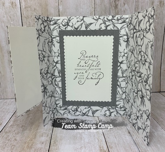 This is the Prized Peony Bundle and the Peony Garden Designer Series Paper from Stampin' Up!  This card was created by my fellow team member Judy for a team swap.  I think she did a fabulous job and you can find the details on my blog here: https://wp.me/p59VWq-bnl. #stampinup #thestampcamp #prizedpeony