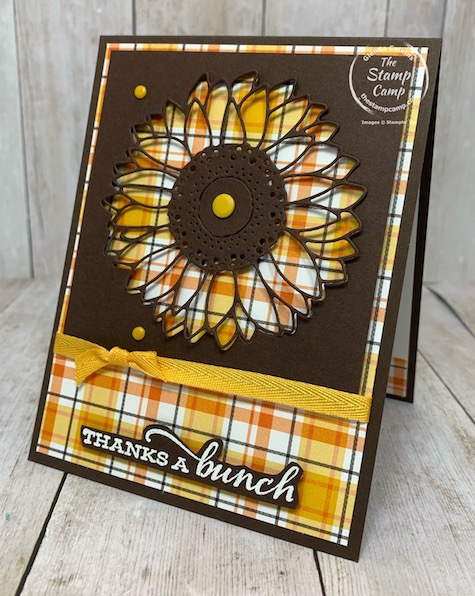 Here is another peek-a-boo window card using the Celebrate Sunflowers Bundle. I love to create windows with dies or framelits as I did with this card. The Celebrate Sunflowers is my featured stamp set for August 2020. Details can be found on my blog here: https://wp.me/p59VWq-bpg. #stampinup #celebratesunflowers #thestampcamp #technique