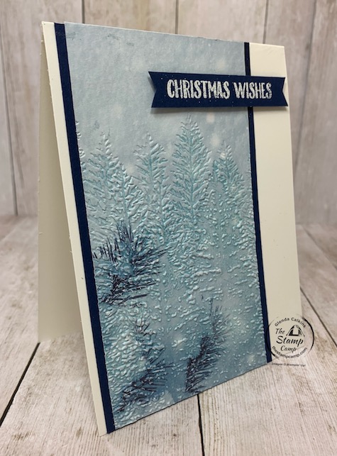 Feels like frost paired with the Evergreen Forest 3D Embossing Folder is the perfect mix. Give the Feels like Frost some dimension and texture by adding the embossing to the background. Details are on my blog here: https://wp.me/p59VWq-bs5. #stampinup #feelslikefrost #embossingfolders #thestampcamp