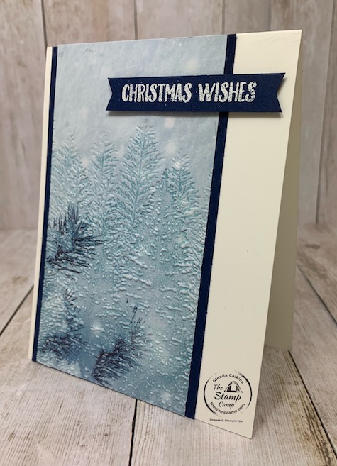 Feels like frost paired with the Evergreen Forest 3D Embossing Folder is the perfect mix. Give the Feels like Frost some dimension and texture by adding the embossing to the background. Details are on my blog here: https://wp.me/p59VWq-bs5. #stampinup #feelslikefrost #embossingfolders #thestampcamp