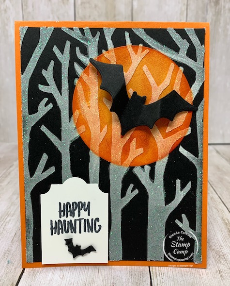 Tuesday's Tips and Techniques this week features the Shimmer White Embossing Paste with the Basic Pattern Decorative Masks. I chose the Spooky Trees Mask and paired it with the Halloween Magic Dies and the Banner Year stamp set. Details are on my blog here: https://wp.me/p59VWq-btZ. #stampinup #halloween #embossingpaste #thestampcamp