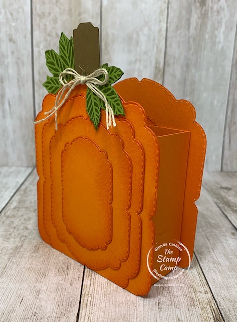 Today's Make It Monday project is a Pumpkin Treat Holder created using various dies and punches. This adorable pumpkin comes together in no time and can be filled with treats or empty and used as a decoration the choice is yours. Details are on my blog here: https://wp.me/p59VWq-bt2. #stampinup #pumpkin #punches #dies #thestampcamp