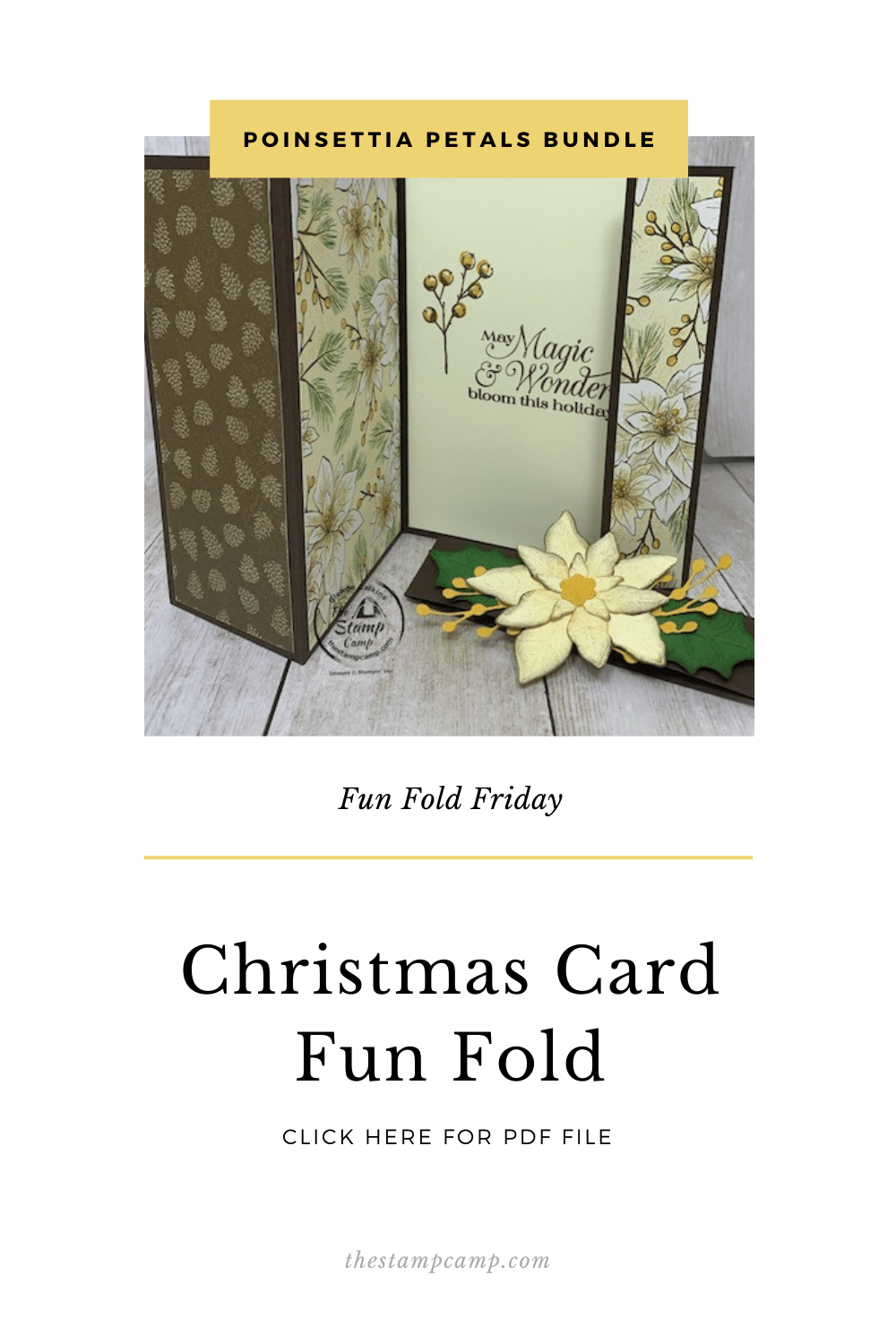 It's Fun Fold Friday and today I have a fun fold card for you using the Poinsettia Place Designer Series Paper. This fun fold is a great way to showcase both sides of the Designer Series Paper. #stampinup #thestampcamp #funfold #poinsettia