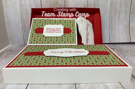 Need a gift idea? This super cute box holds notecards & envelopes plus a space for tags or sentiments that can be added to your cards as you send them out. Details are on my blog here: https://wp.me/p59VWq-byy. #stampinup #thestampcamp #handmadegifts
