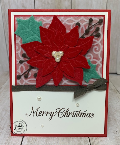 Have you ever tried the Red Velvet Paper or the Felt Sheets yet? They cut and emboss so pretty! With the Poinsettia Petals Bundle you can create some beautiful poinsettia and leaves because not only do they cut but emboss the image into the velvet or felt. Details can be found here: https://wp.me/p59VWq-bxA. #stampinup #thestampcamp #poinsettiapetals #christmas
