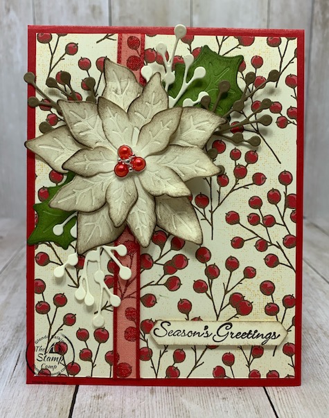 Saturday Sketch challenge using Splitcoaststampers sketch for October 2020. I used the Poinsettia Place bundle to create my card. More details can be found and ordering available on my blog here: https://wp.me/p59VWq-bwr. #stampinup #thestampcamp #poinsettia