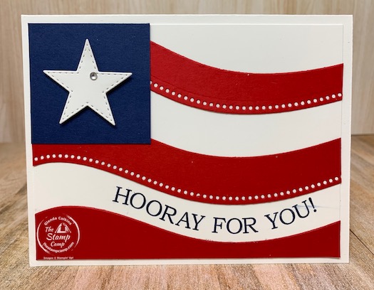The Quite Curvy Bundle is the perfect stamp set/bundle to create ALL your patriot cards. What's also nice is this is a twofer technique. What do I mean? You will create both of these cards out of 1 piece of Real Red card stock. Check out my blog for all the details. #stampinup #thestampcamp #quitecurvybundle