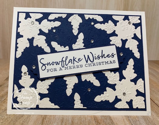 What do you do with left over die cuts? I had a few of these left over snowflake die cuts from some ornaments that I created and instead of throwing them away I decided to do this inlaid card technique with them. Haven't ever tried this technique you should give it a try. #stampinup #thestampcamp #snowflakedies