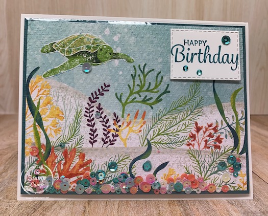 Want to know how to create the easiest shaker card ever? I'll show you on my blog today. These cards feature the Whale of a Time Designer Series Papers; so cool. #stampinup #thestampcamp #technique