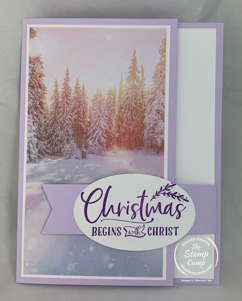 Fun Fold Friday - This week a super simple arm fold front flap. I paired this week's fun fold with the Feels Like Frost Specialty Designer Series Paper for some beautiful scenic cards for Christmas or change the sentiment for one of your choosing. #stampinup #thestampcamp #funfoldfriday #funfold