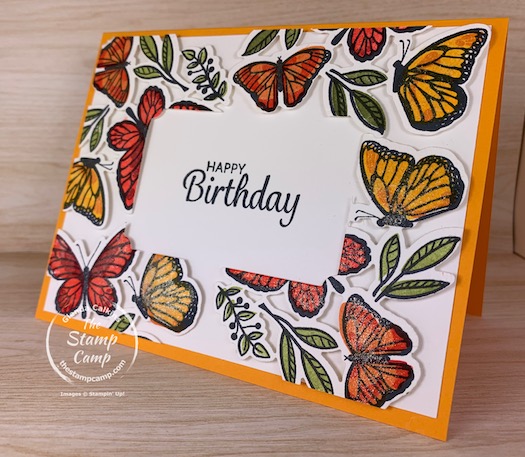 Have you ever tried the Floating Frame Technique? This was my first go at it and the results are stunning and the Floating and Fluttering Bundle has all the elements you need to do this fun technique. #thestampcamp #stampinup #butterflies #technique
