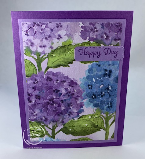 Hydrangea Hill Designer Series Paper is the perfect paper pack to use for this fun Accordion Fold card. You get to use the beauty of the paper prints with minimal stamping for a quick and easy different fun fold card. #thestampcamp #stampinup #hydrangeahill #funfoldcard