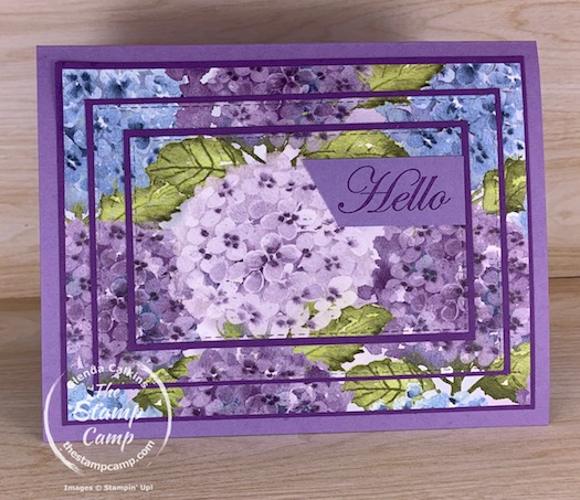 Isn't this Hydrangea Hill Designer Series Paper the prettiest paper you have ever seen? I love it and it is from the New January - June 2021 Mini catalog from Stampin' Up! I used it to create this Triple Time Technique. #stampinup #thestampcamp #tripletime #technique