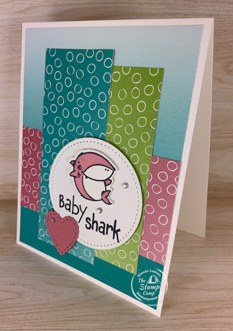 Yes, more baby shark cards.  I warned you I am obsessed with the Shark Frenzy Bundle from Stampin' Up!  I have so many fun cards and projects to show you this month!  #thestampcamp #stampinup #babyshark 