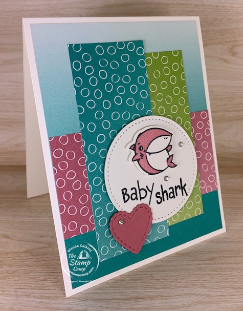 Yes, more baby shark cards.  I warned you I am obsessed with the Shark Frenzy Bundle from Stampin' Up!  I have so many fun cards and projects to show you this month!  #thestampcamp #stampinup #babyshark 