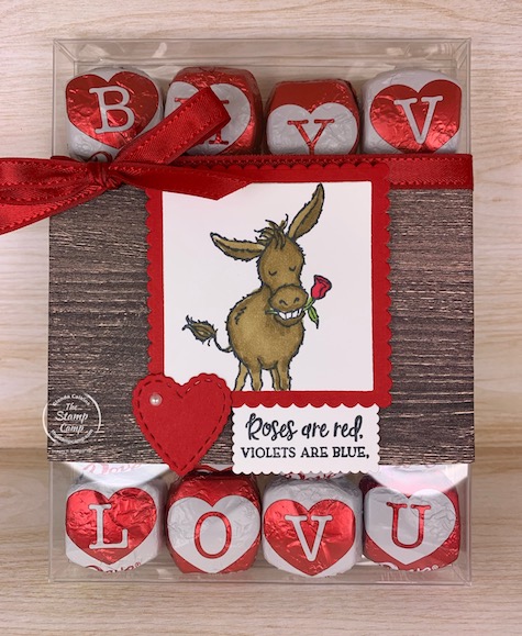 This little Donkey with the Rose in his mouth makes the perfect Valentine's Day Cards and Projects. This is a super sweet treat holder for your special Valentine. #thestampcamp #stampinup #valentine #darlingdonkeys