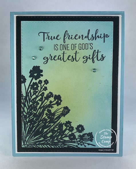 The FREE Sale-a-bration Corner Bouquet stamp set from Stampin' Up! is a staple in my stamping stash! You can do so many different techniques with this solid image stamp set and using the Stampin' up! Blending Brushes is a favorite technique of mine. #thestampcamp #stampinup #cornerbouquet #saleabration