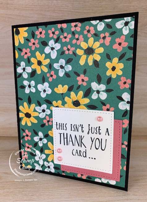 These are the final days to get the FREE Sale-a-bration Flower and Field Designer Series Paper. This was done for a sketch challenge at Try Stampin' On Tuesday. #thestampcamp #stampinup #flowerandfield