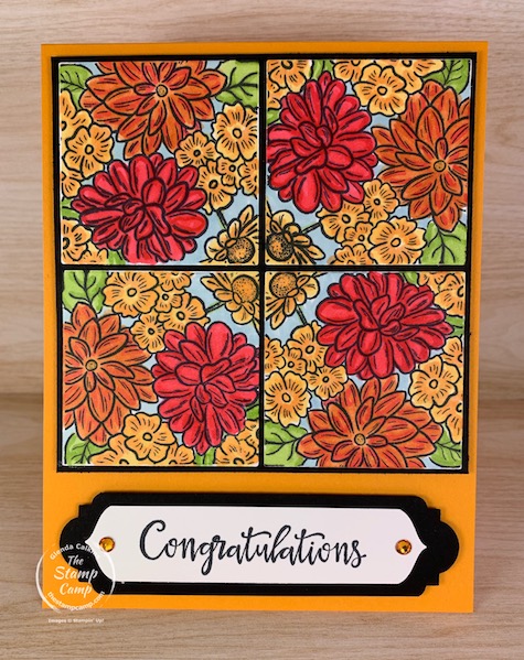 Here's a fun new technique for you to try. It is called Kaleidoscope Squares. I used the Ornate Garden stamp set to create this card. Visit my blog for more details. #thestampcamp #stampinup #technique #ornategarden