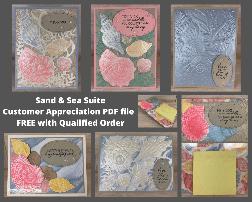 The Sand & Sea Product Suite from Stampin' Up! is my featured bundle of products for my Customer Appreciation PDF file for March. You are going to LOVE working with the products in this suite as they all coordinate beautifully together and you will be amazed at all the different technique you can do. #thestampcamp #stampinup #sandandsea