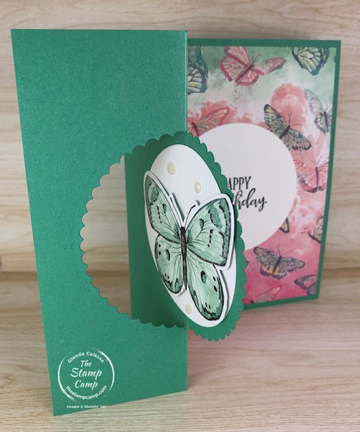 You are going to flip for this fun fold card! It is a front flip card that is so easy to create, featuring the Butterfly Brilliance Bundle from Stampin' Up! #thestampcamp #stampinup #funfold
