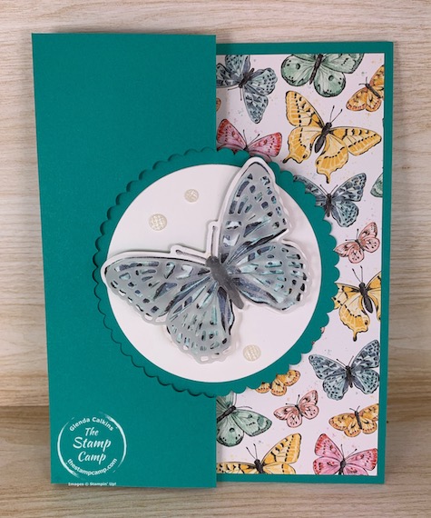 You are going to flip for this fun fold card! It is a front flip card that is so easy to create, featuring the Butterfly Brilliance Bundle from Stampin' Up! #thestampcamp #stampinup #funfold