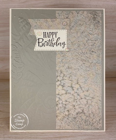 Why not let the beauty of the Seashell 3D embossing folder be the focal point to your card. Pair it with the Sand & Sea Designer Series Paper for the win! #thestampcamp #stampinup #cardsketch
