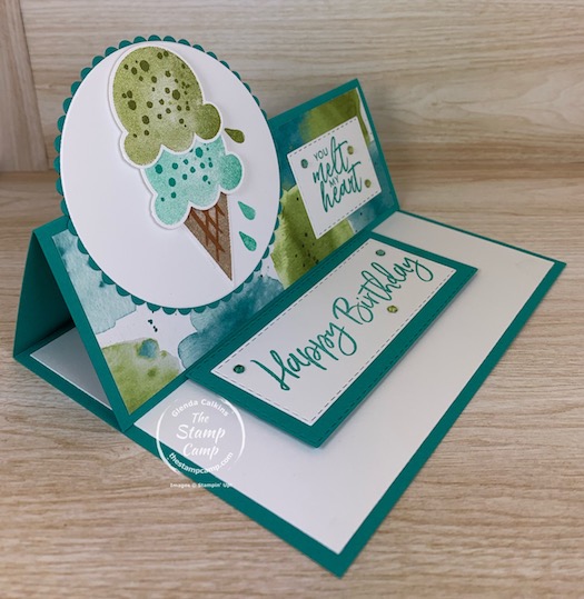 The Ice Cream Corner Designer Series Papers from Stampin' Up! have got me wanting Summer to come NOW! This pack of printed papers is beautiful with it's bright color combinations and the ice cream and popsicle images are making me hungry for summer. #thestampcamp #stampinup #funfold