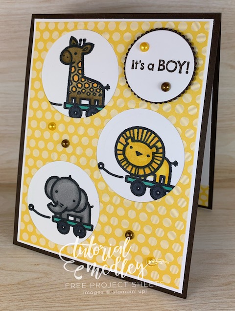 The Baby Pull Toys stamp set from Stampin' Up! is perfect for baby cards, scrapbook pages, baby announcements or baby showers. These little animals are so adorable and cute you I couldn't resist creating little peek a boo windows for them. #thestampcamp #stampinup #babycard