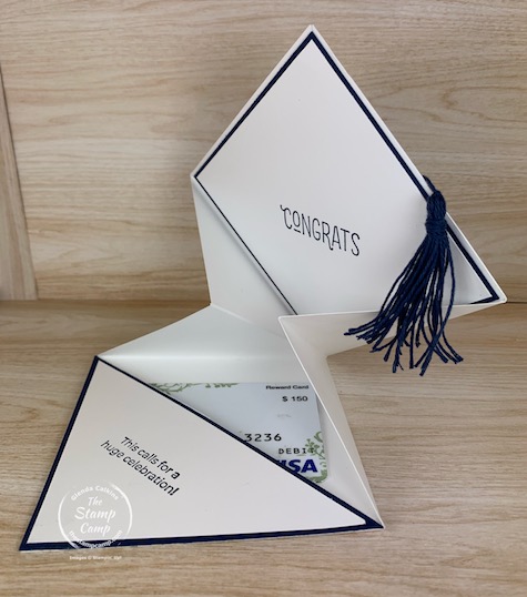 How to create a graduation card any grad would love to receive. This is not only a graduation card but a gift card holder as well. #thestampcamp #stampinup #graduation