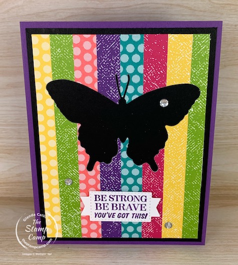 I call this technique the Reverse Joseph's Coat technique. Instead of having the color behind the Black card stock why not cut the colored piece and add a piece of Black card stock behind; for a reverse Joseph's Coat. #thestampcamp #stampinup #technique