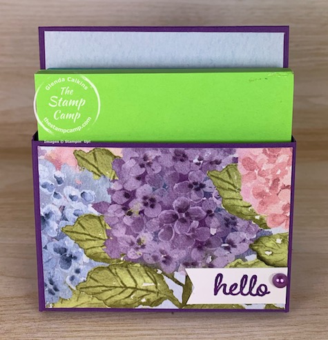 Need a sweet and simple gift to give someone? Try this beautiful Sticky Notepad Holder for a desk, mantel, counter etc. #thestampcamp #stampinup #notepadholder