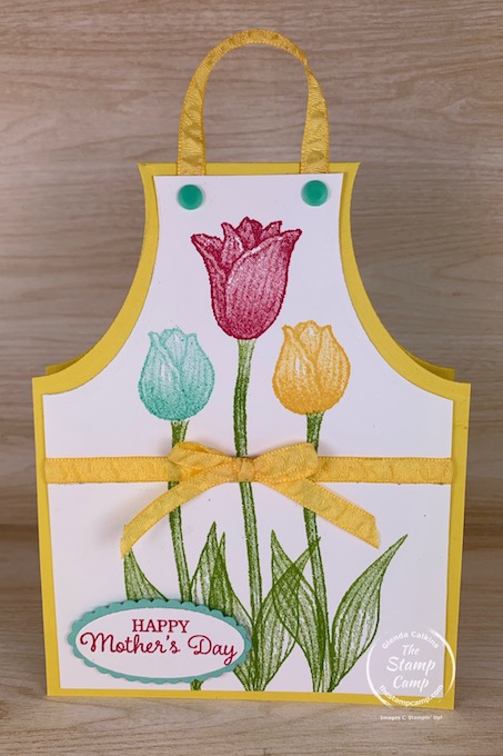 Today for Make It Monday I'll show you How to Create this super cute Apron Card/Gift Card Holder for Mother's Day or change the sentiment and use it for Birthday's or change it up and you have a great Father's Day gift card holder for dad. #thestampcamp #stampinup #giftcardholder